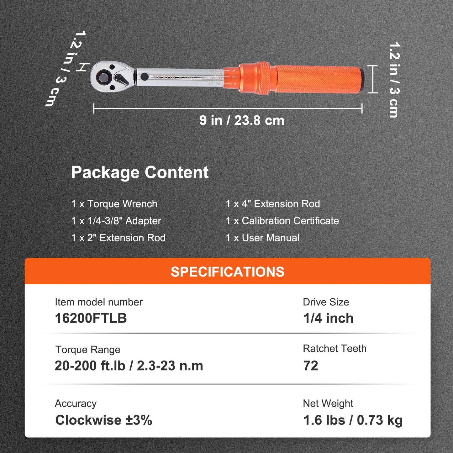 SucceBuy Precision Torque Wrench Set 1/2 1/4 3/8 Inch Chrome Vanadium Hand Tools