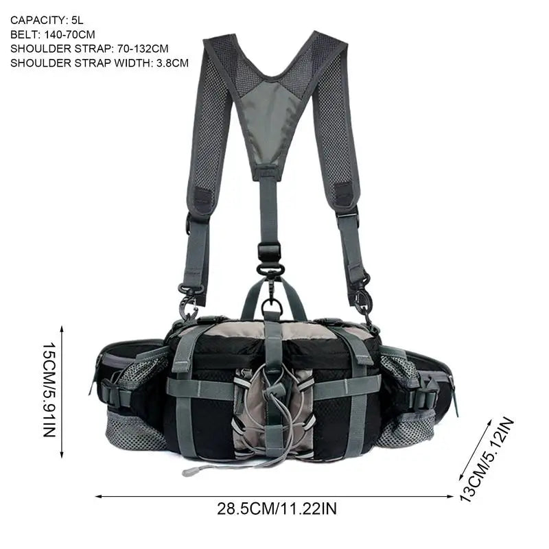 Outdoor Waist Bag with Water Bottle Holders Adjustable Strap for Hiking and Cycling