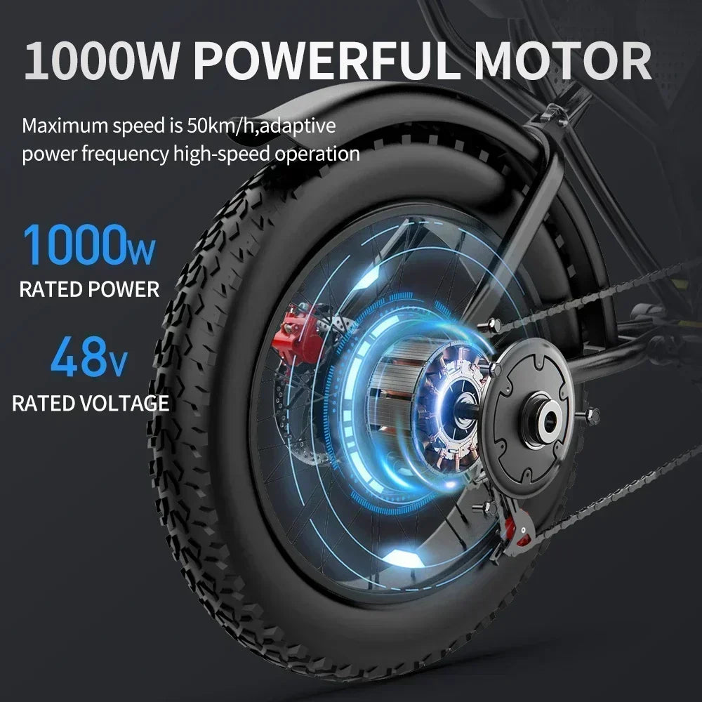 Ridstar Q20 Electric Bike 2000W Dual Motor 52V 40AH Off-Road E-Bike 20 Inch Tires