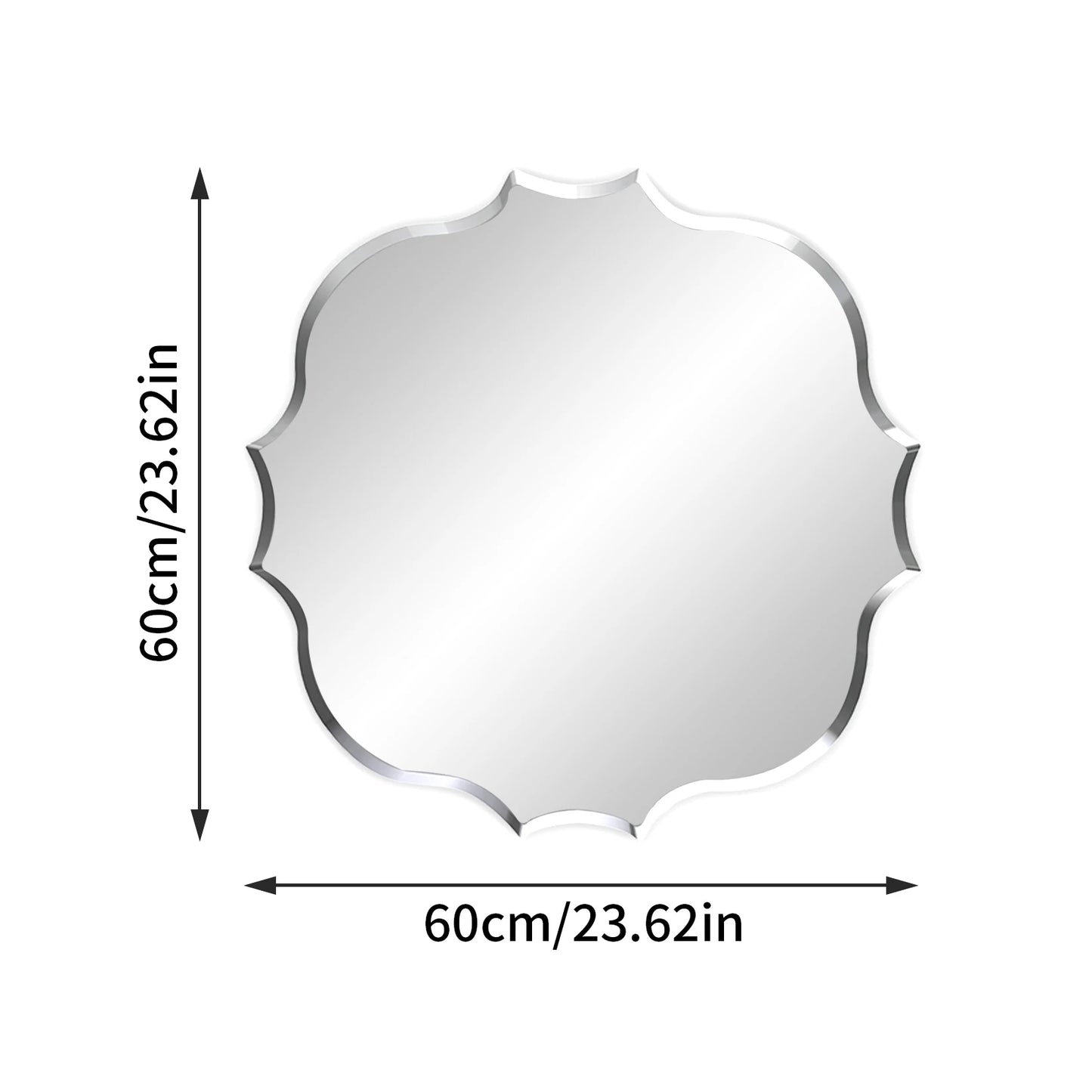 40-120CM Beveled Edge Frameless Unframed Bathroom Mirror with Hanging Fixings Vanity Mirror for Bathroom, Living Room Entryway