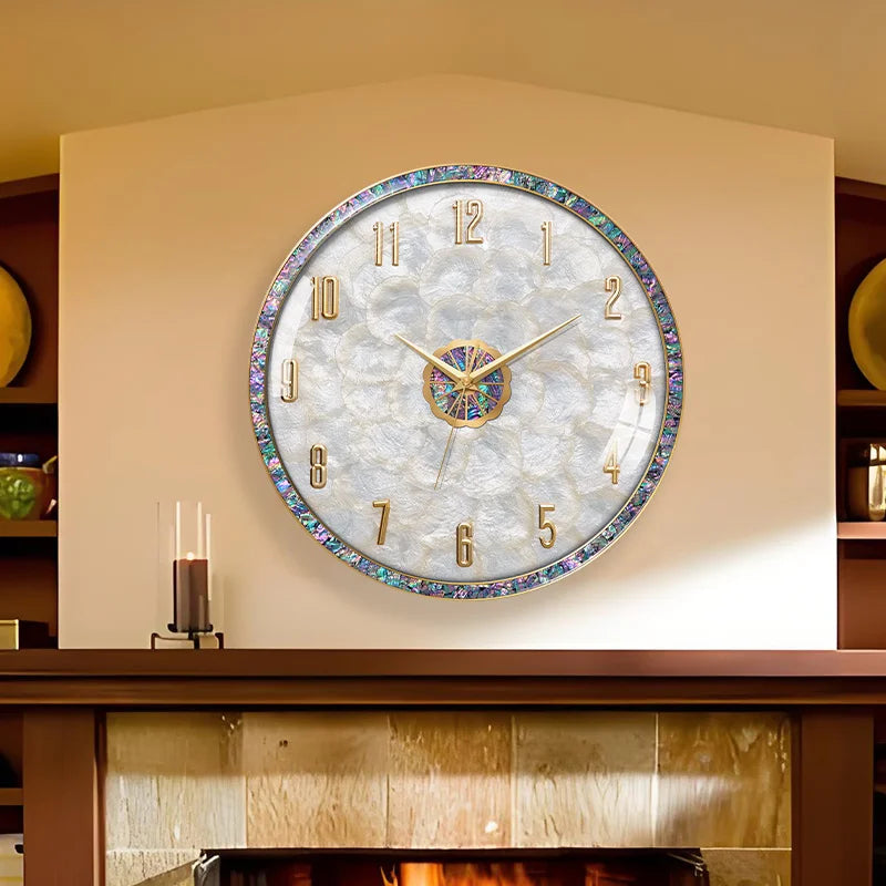 Living Room Wall Clock Made Of Brass Shell, 14 Inches In Diameter, Perfect For Living Room, Dining Room, Bedroom, Storage Room