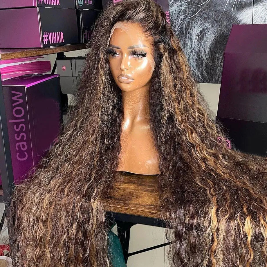 Ombre HD Lace Front Wig 13x6 Deep Wave Brazilian Human Hair Curly Wig for Women