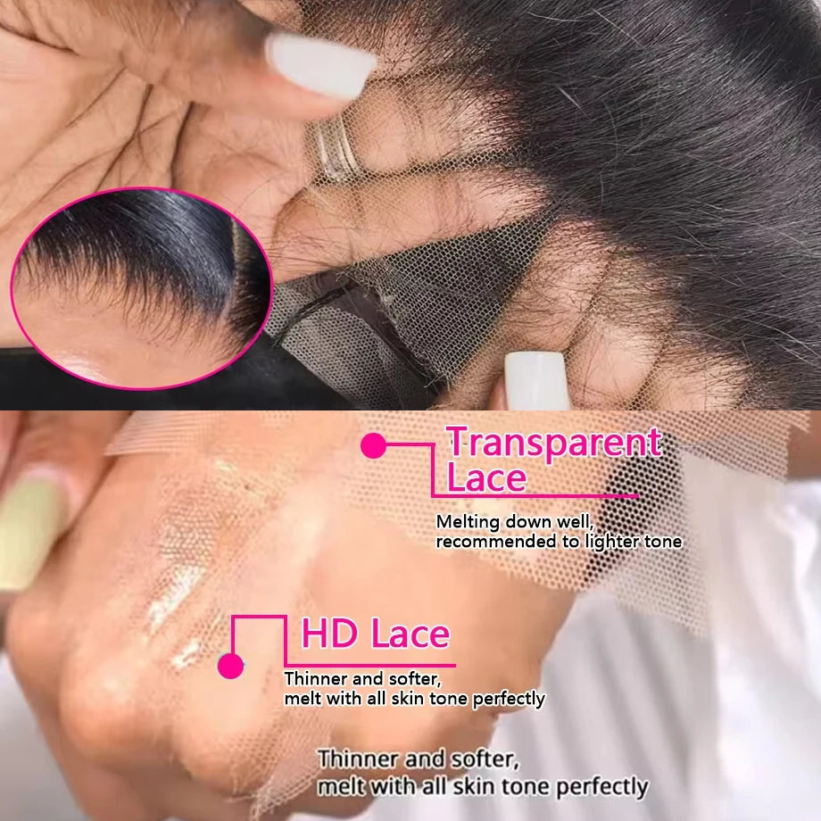 13x6 HD Lace Frontal Wig Body Wave Brazilian Human Hair for Black Women 30-40 Inch