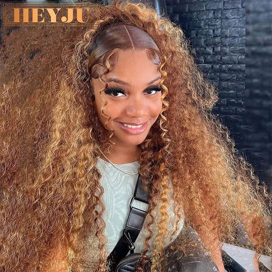 Ombre HD Lace Front Wig 13x6 Deep Wave Brazilian Human Hair Curly Wig for Women