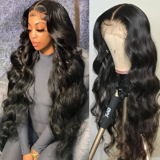 HD Transparent Body Wave Lace Front Wig 13x4 13x6 Pre Plucked Human Hair 200 Density