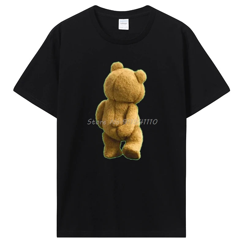 Ted Bear Casual Cotton T-Shirt Unisex Oversized Fitness Tee for Summer Streetwear
