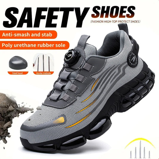 Breathable Lace-Free Soft Sole Safety Shoes for Men with Anti-Smash and Anti-Puncture Features