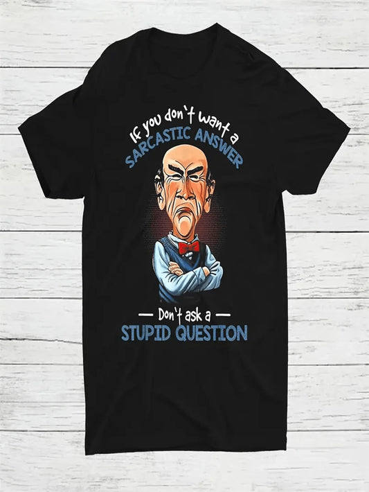 Men's Funny Graphic T-Shirt I Don't Know The Answer Casual Black Cotton Blend Tee