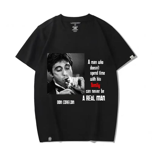 The Godfather Retro Men's Printed Cotton T-Shirt Breathable Summer Fashion Top