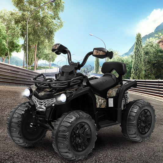 Babyjoy 12V Kids Electric ATV Ride On 4-Wheeler Quad with MP3 and Headlights Black