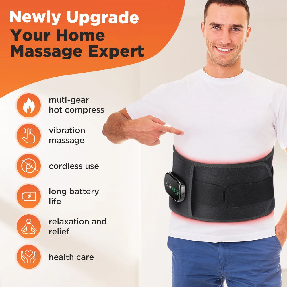 Heating Vibration Massager Belt with Red Light Hot Compress for Waist and Back Support
