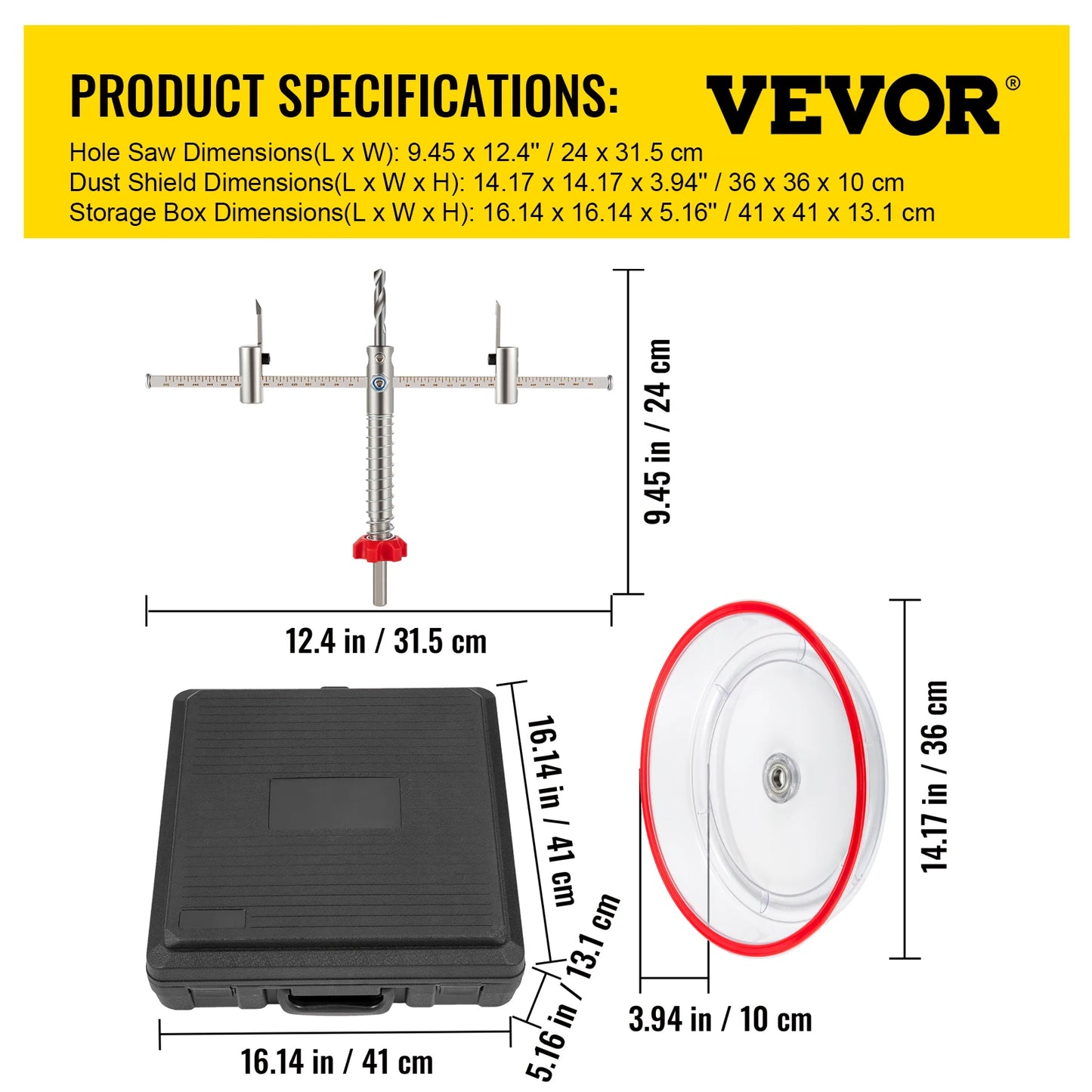 VEVOR 40-200mm 40-300mm Adjustable Steel Hole Saw Cutter Kit w/ Shield Hole Cutter Drill Bit DIY Tool for Sheetrock Veneer Slate