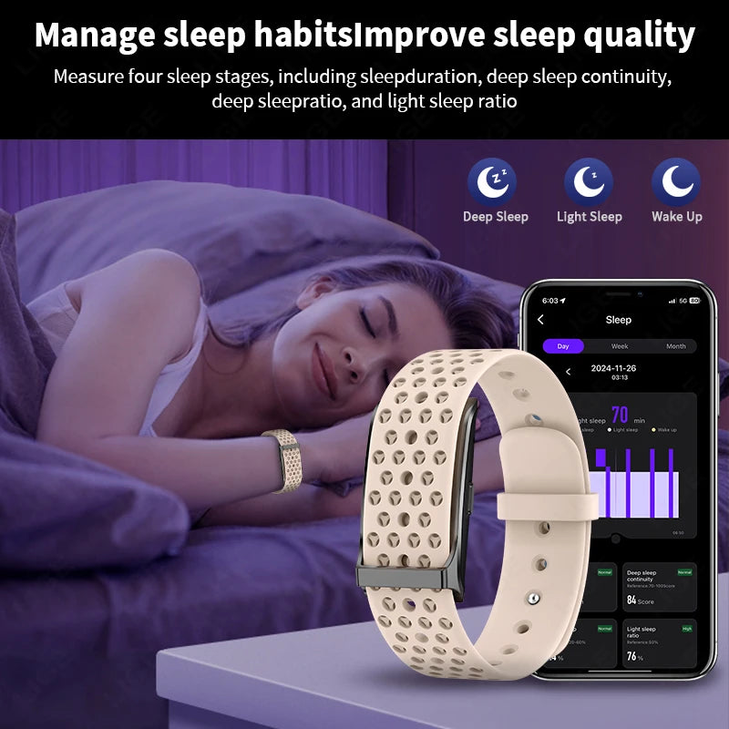 LIGE No Screen Smart Watch 20 Day Battery Life Blood Oxygen Pressure Monitoring Bracelet