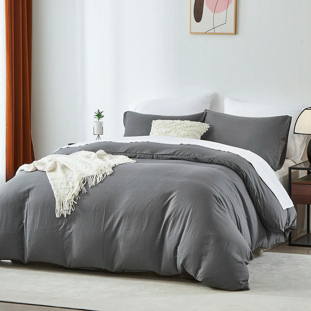 Boho Duvet Cover - Duvet Cover for All Seasons,  Solid Color Chic Home Bedding Duvet Cover, Twin, Full, Queen, King