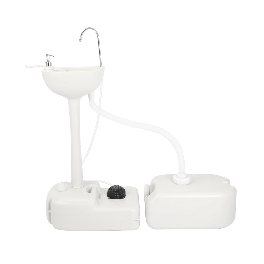Outdoor Portable Camping Sink with Toilet Hand Wash Basin Foot Pump RV Travel Fishing