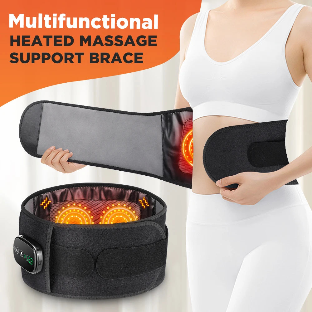 Heating Vibration Massager Belt with Red Light Hot Compress for Waist and Back Support