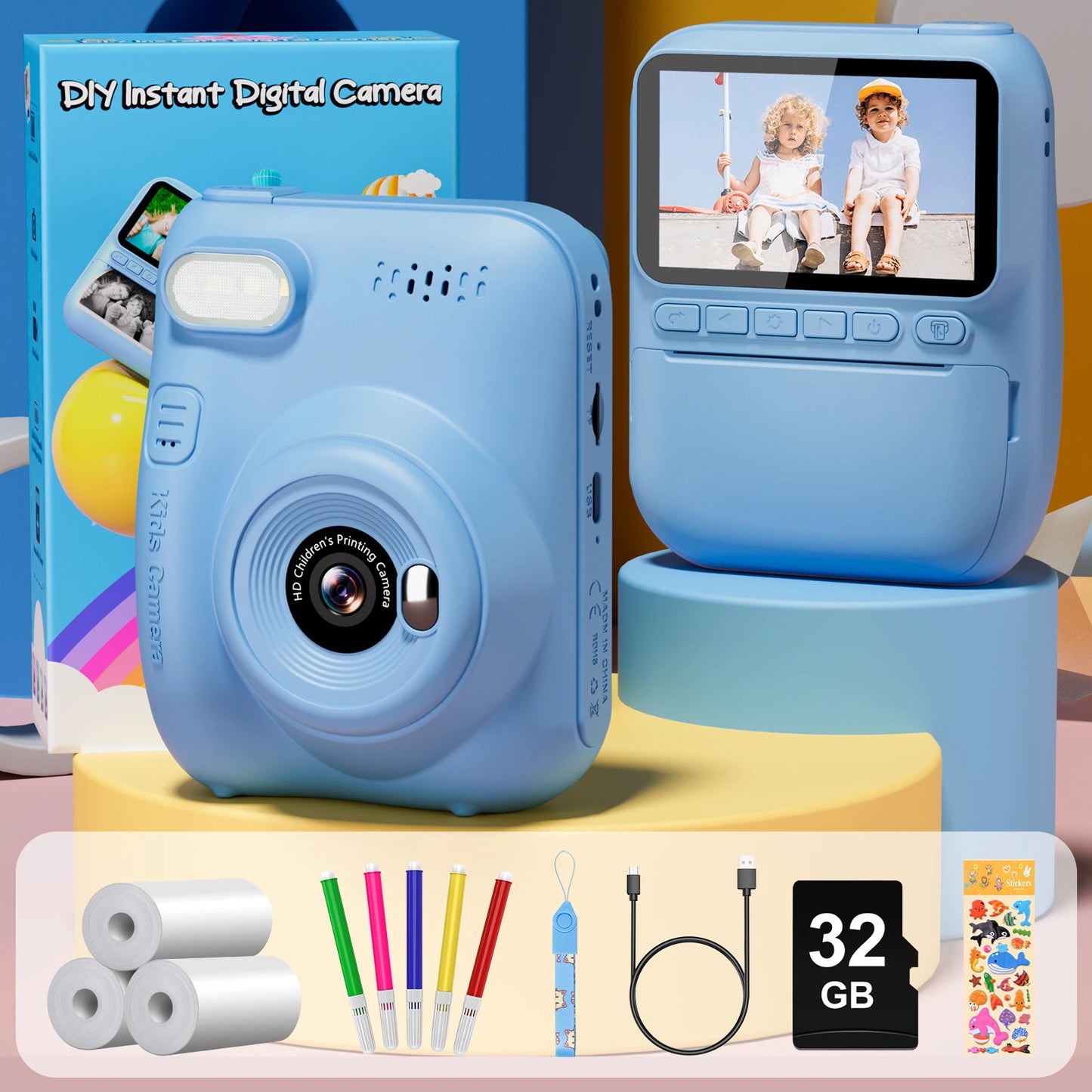 Gofunly Kids Instant Print Camera Mini Digital 1080P Video Recorder for Ages 6 to 12