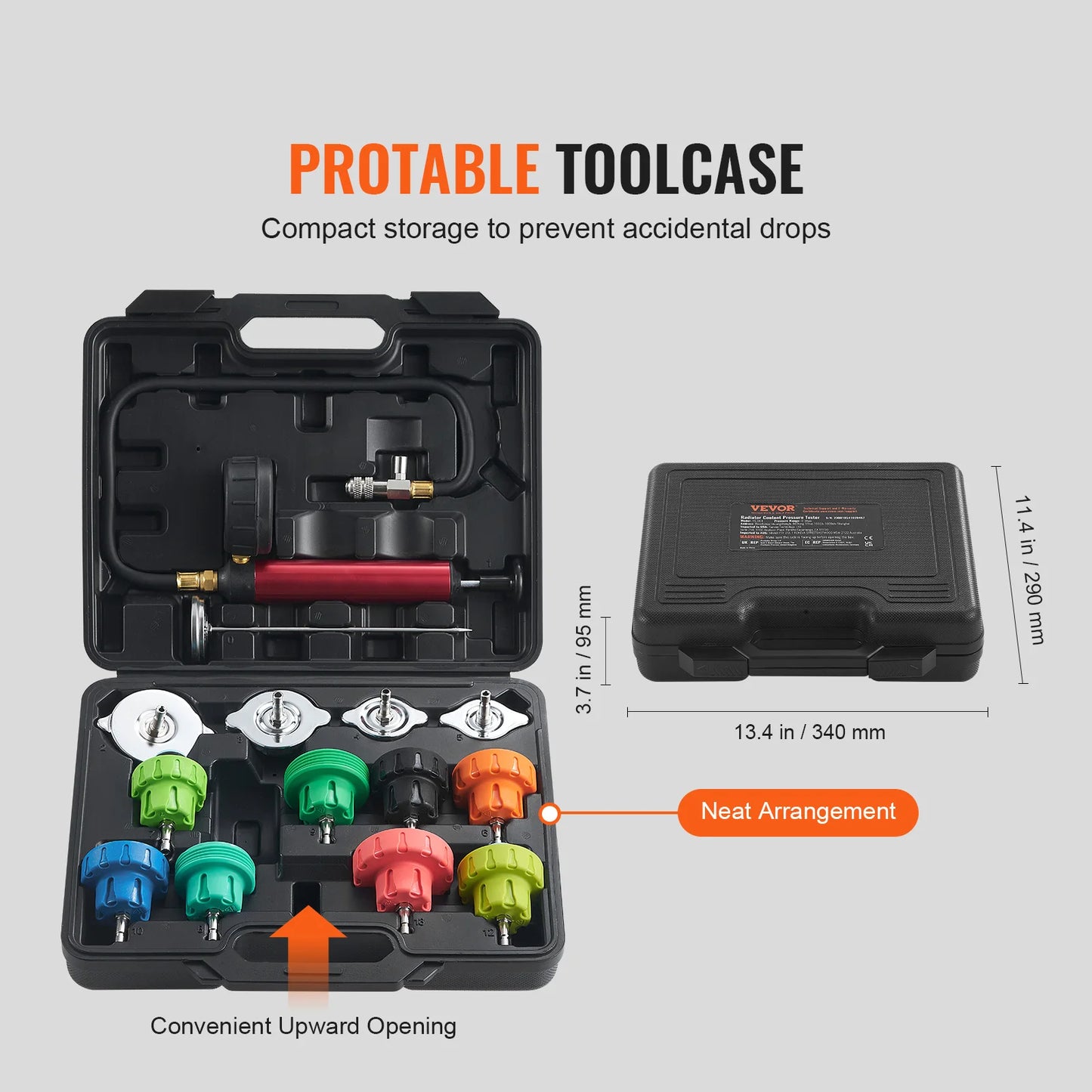SucceBuy Universal Radiator Pressure Tester Kit with Manual Pump and Color Coded Adapters