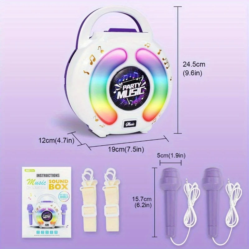 Portable Karaoke Machine with 2 Microphones and Lights for Kids Music Fun