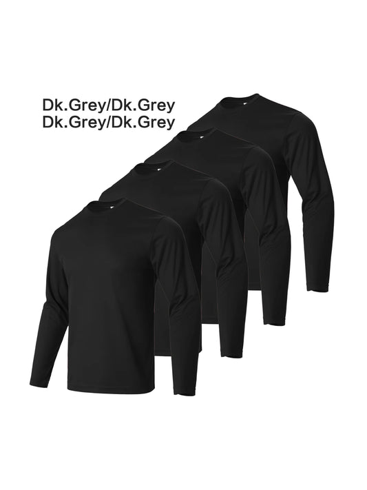 4 Piece Men's Solid Color Round Neck T-Shirts Quick Drying Breathable Fitness Wear