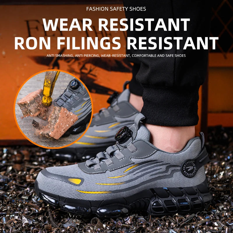 Breathable Lace-Free Soft Sole Safety Shoes for Men with Anti-Smash and Anti-Puncture Features