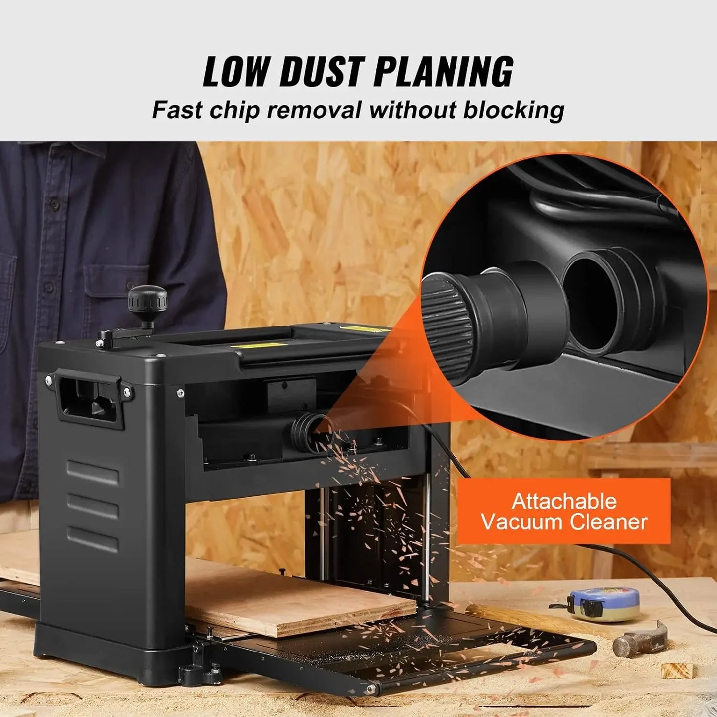 XMSJ 13 Inch Thickness Planer Benchtop Low Noise Woodwork Tool with 12 Inch Infeeding Table
