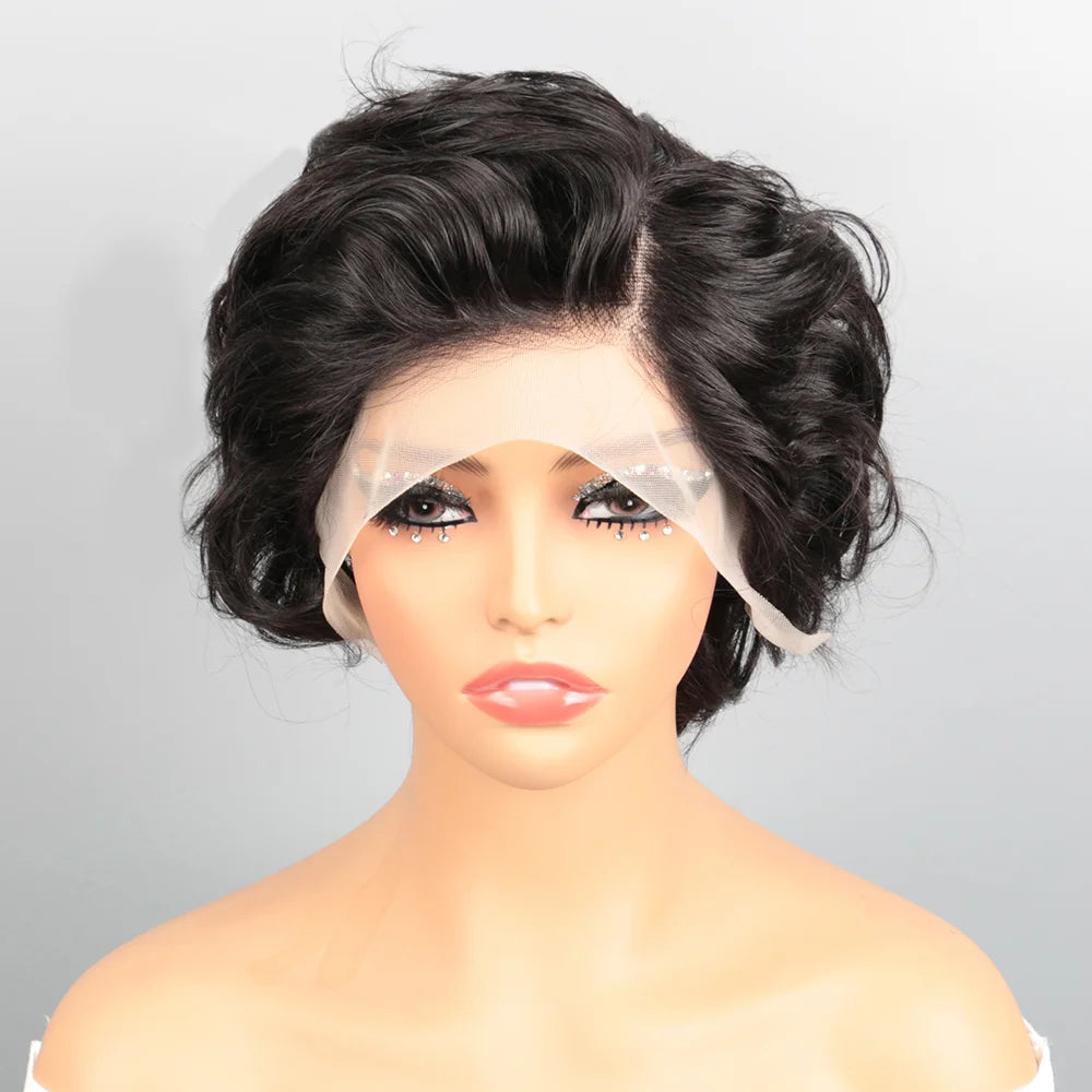 Pixie Cut Human Hair Wig 13X4 HD Lace Front Glueless Wear and Go Short Curly Wig for Women