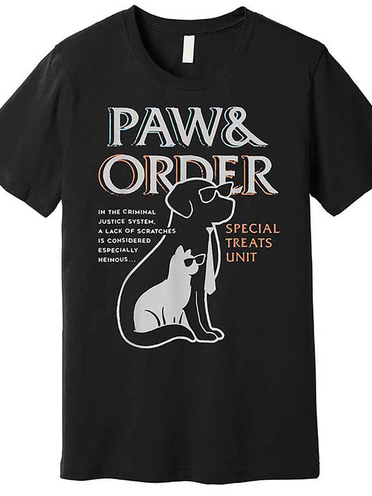 Paw And Order Special Training Dog And Cat T-Shirt For Men 100 Percent Cotton Crew Neck