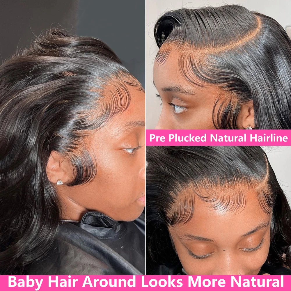 HD Transparent Body Wave Lace Front Wig 13x4 13x6 Pre Plucked Human Hair 200 Density