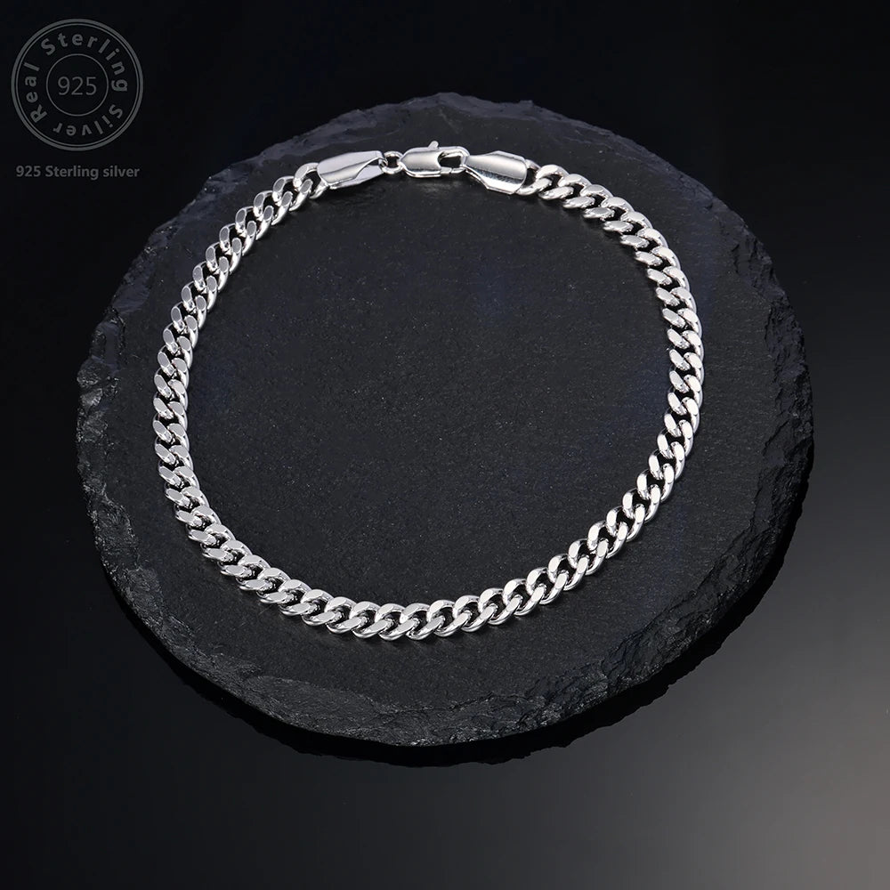 925 Sterling Silver Handmade 4mm Snake Chain Bracelet for Men and Women