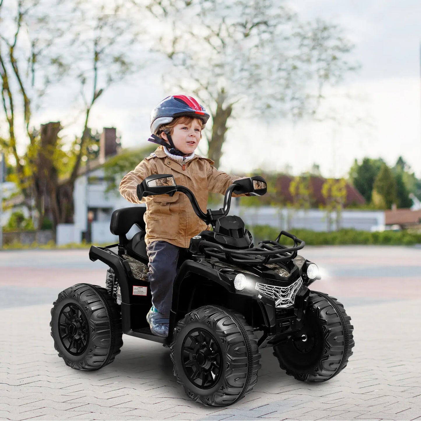 Babyjoy 12V Kids Electric ATV Ride On 4-Wheeler Quad with MP3 and Headlights Black