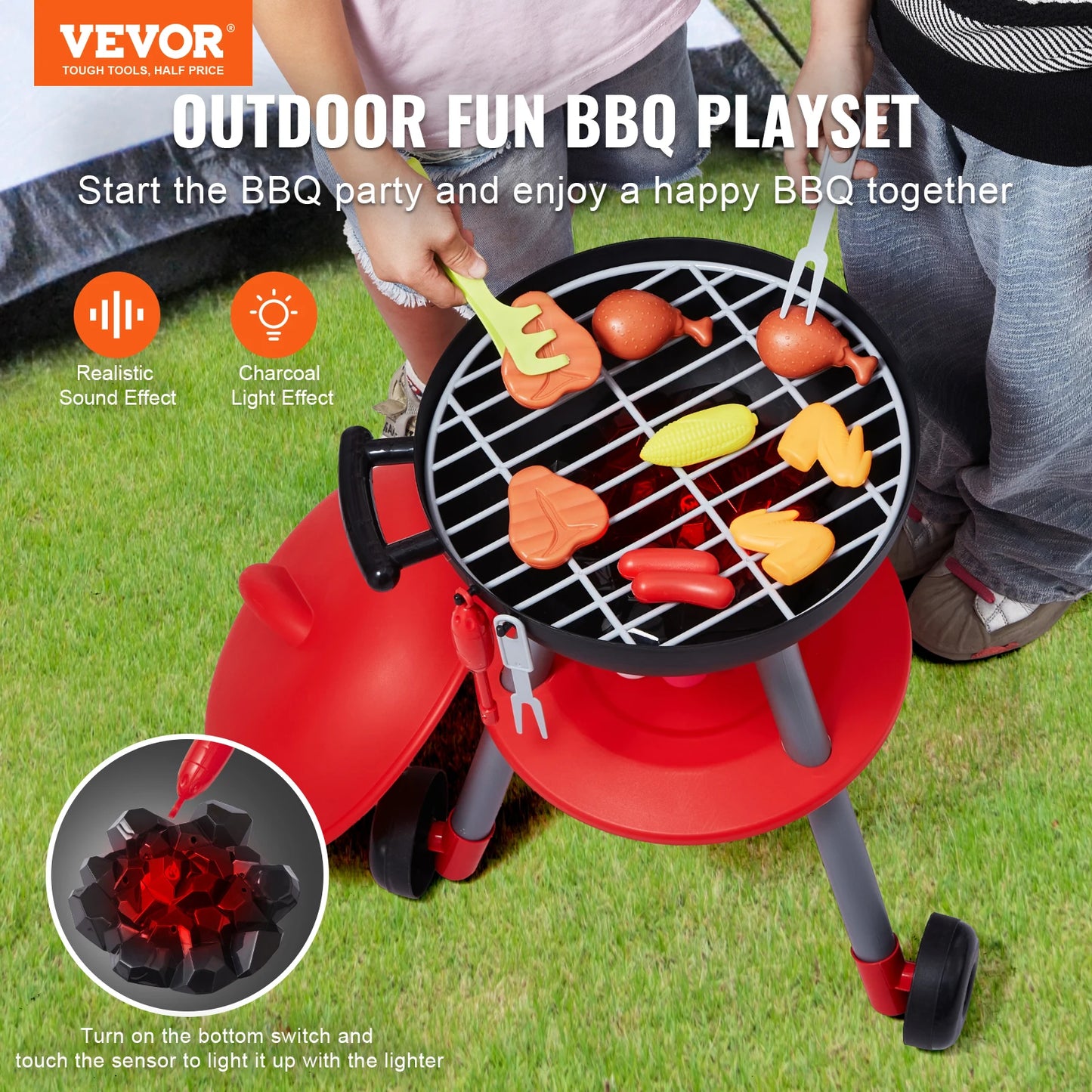 VEVOR 28PCS BBQ Grill Toy Set Montessori Cooking Playset for Kids Birthday Gifts