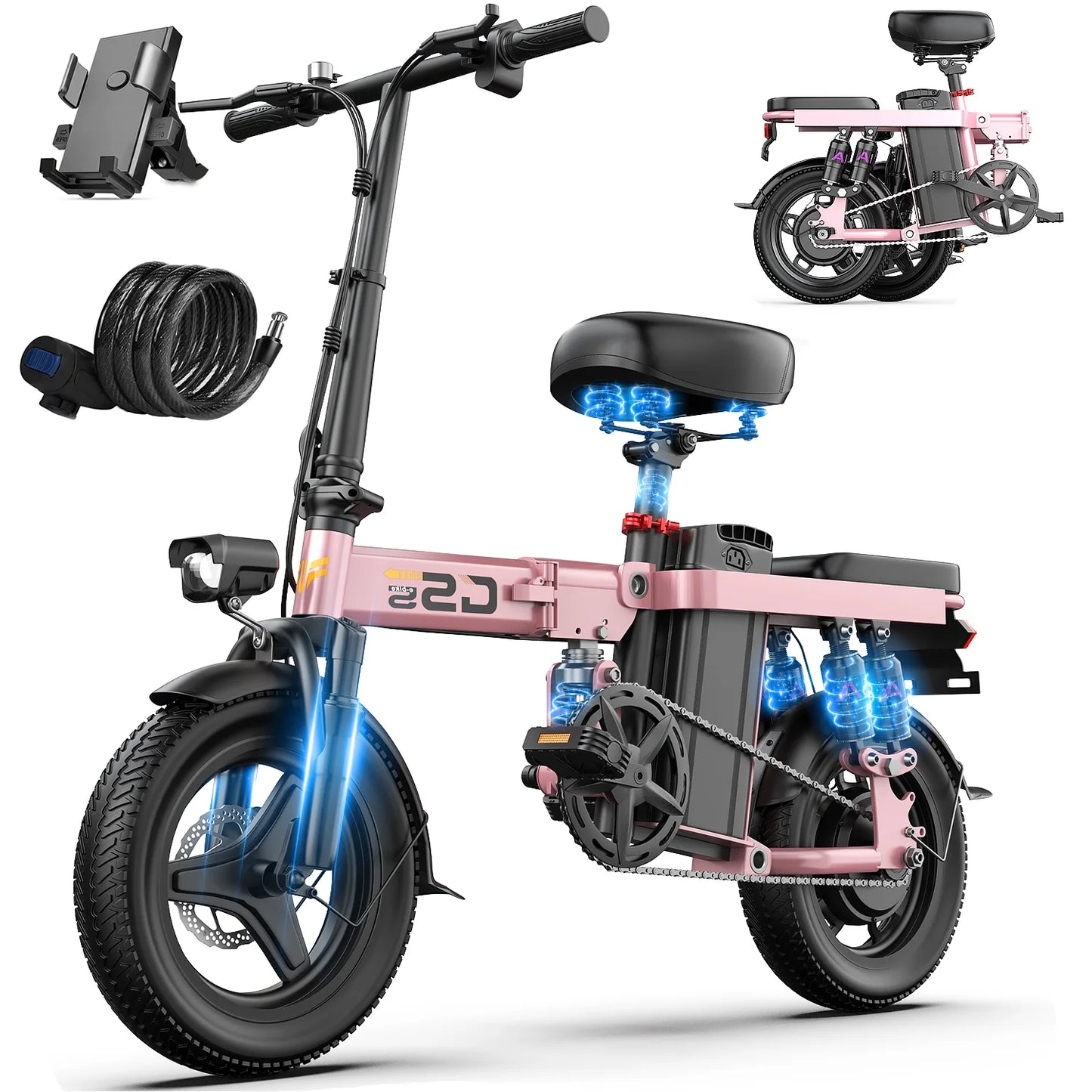 Folding Electric Bike for Adults and Teens 750W Motor 35 Miles Commuter Ebike