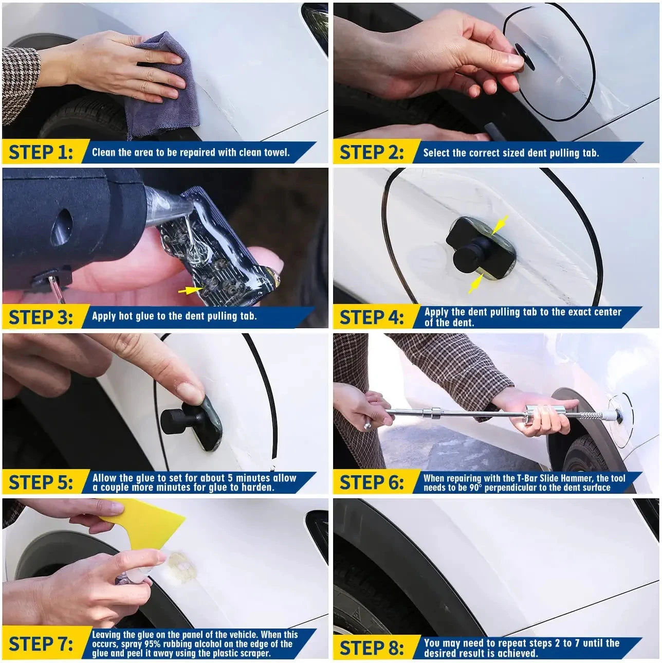 Professional PDR Car Paintless Dent Repair Kit with Auto Dent Puller Tools