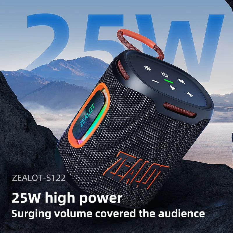 Zealot S122 Bluetooth Speaker IPX6 Waterproof 25W HiFi Sound 20H Playtime TWS Pairing