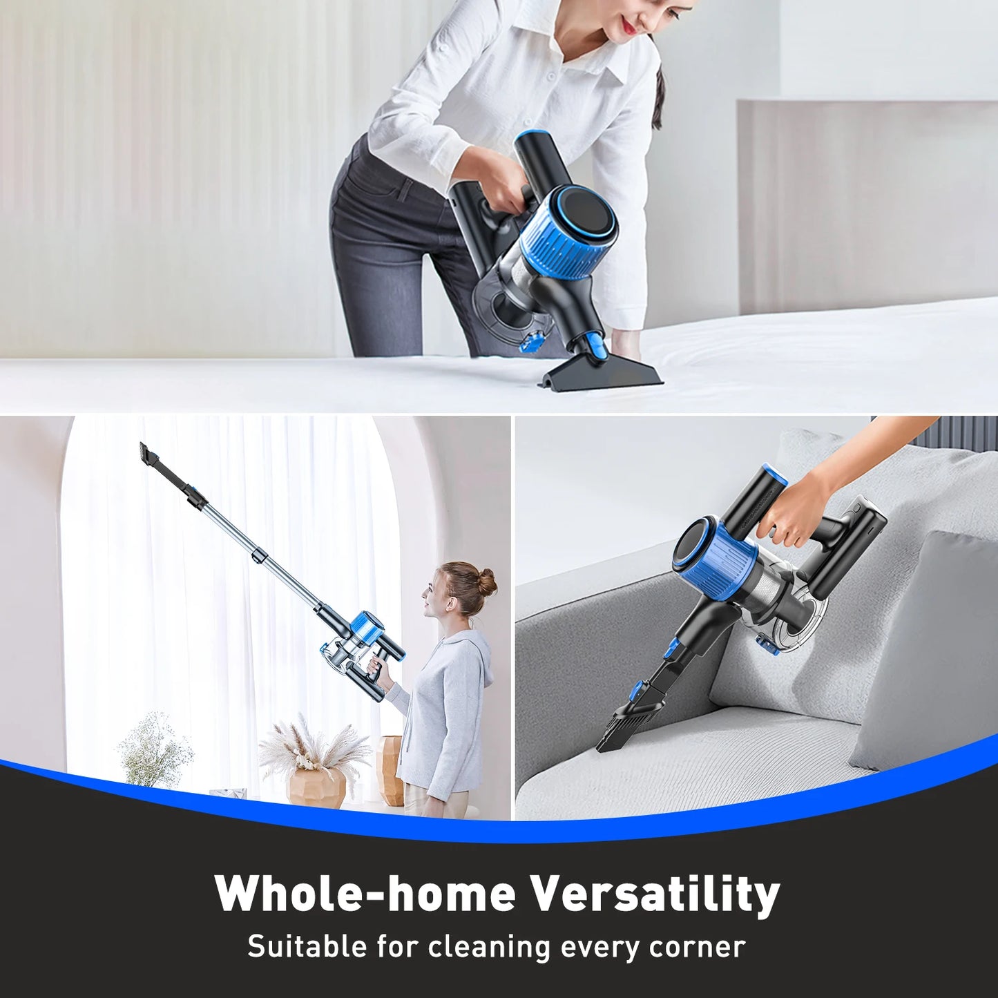 28Kpa 300W Cordless Handheld Vacuum Cleaner 8 IN 1 Powerful Suction for Pet Hair and Floors