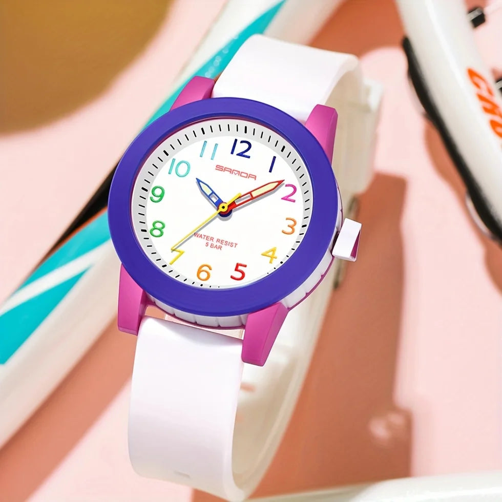 Fashion Casual Quartz Watch for Kids with TPU Strap and Luminous Display Gift Idea