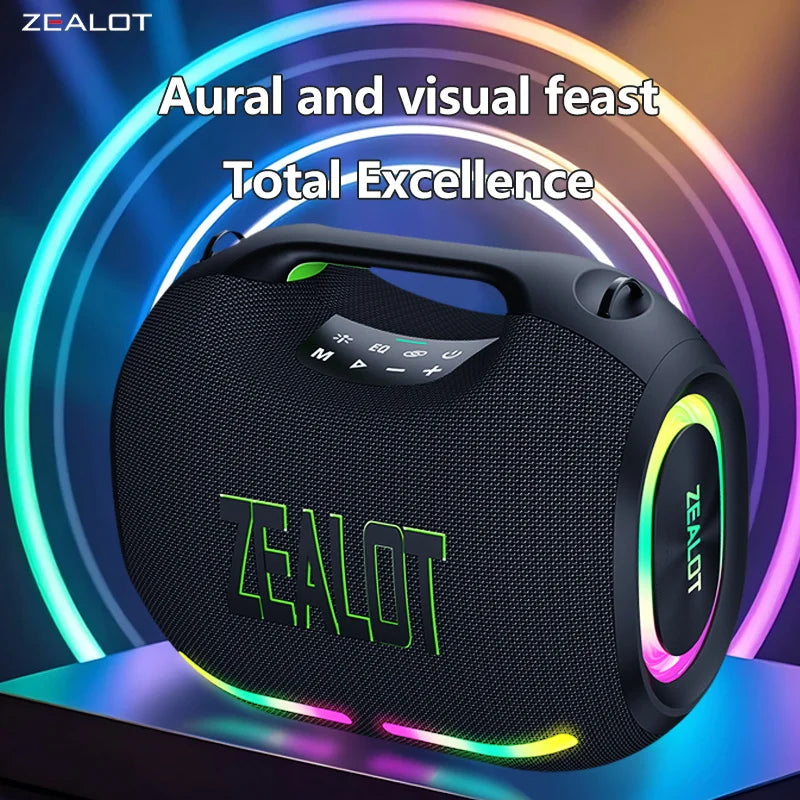 Zealot ZE01 120W Wireless Speaker with Carry Handle TWS Dual Pairing and RGB Light