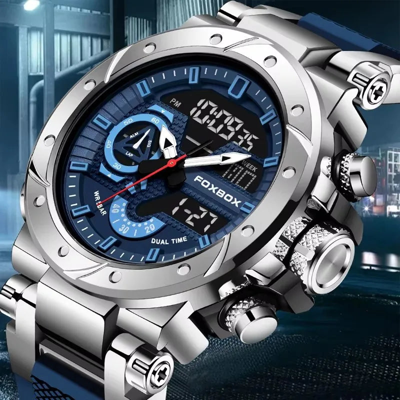 LIGE Men Digital Military Watch Waterproof Analog Digital Sports Quartz Wristwatch