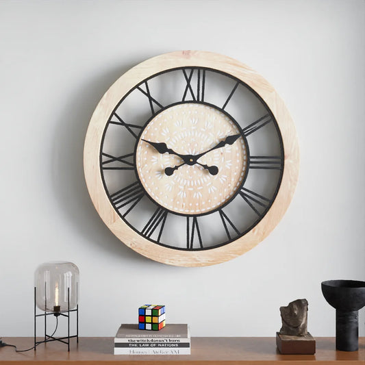 Bohemian Wind and Iron Wood Combined with Creative Wall Clock