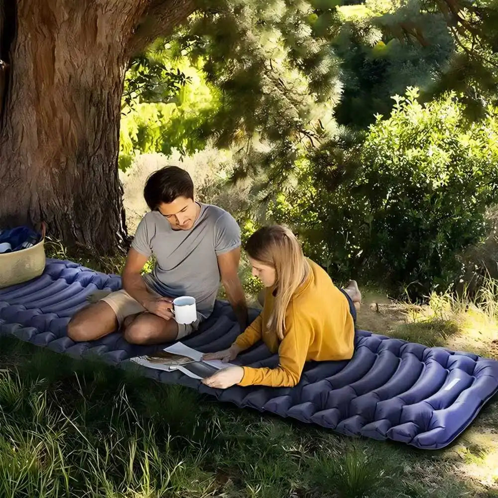 Super Thick 4 Inch Inflatable Sleeping Mat with Pillow and Built-In Pump for Camping