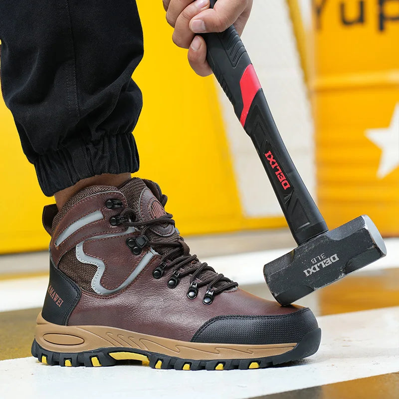 Men's Indestructible Steel Toe Safety Boots for Work Climbing Anti-Puncture Protection