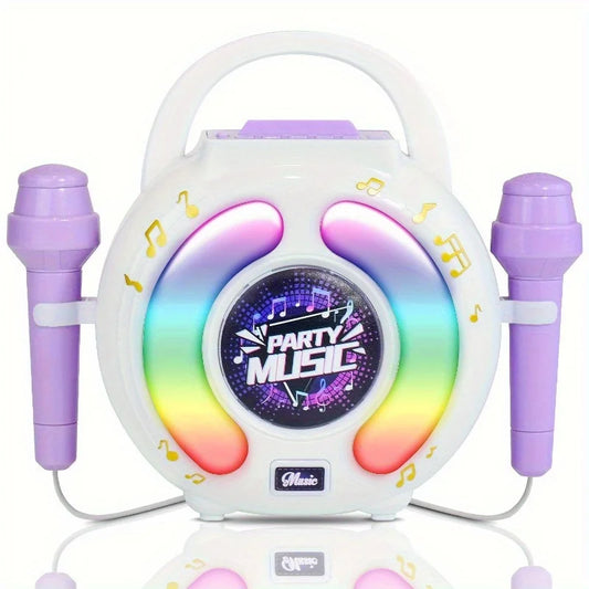 Portable Karaoke Machine with 2 Microphones and Lights for Kids Music Fun