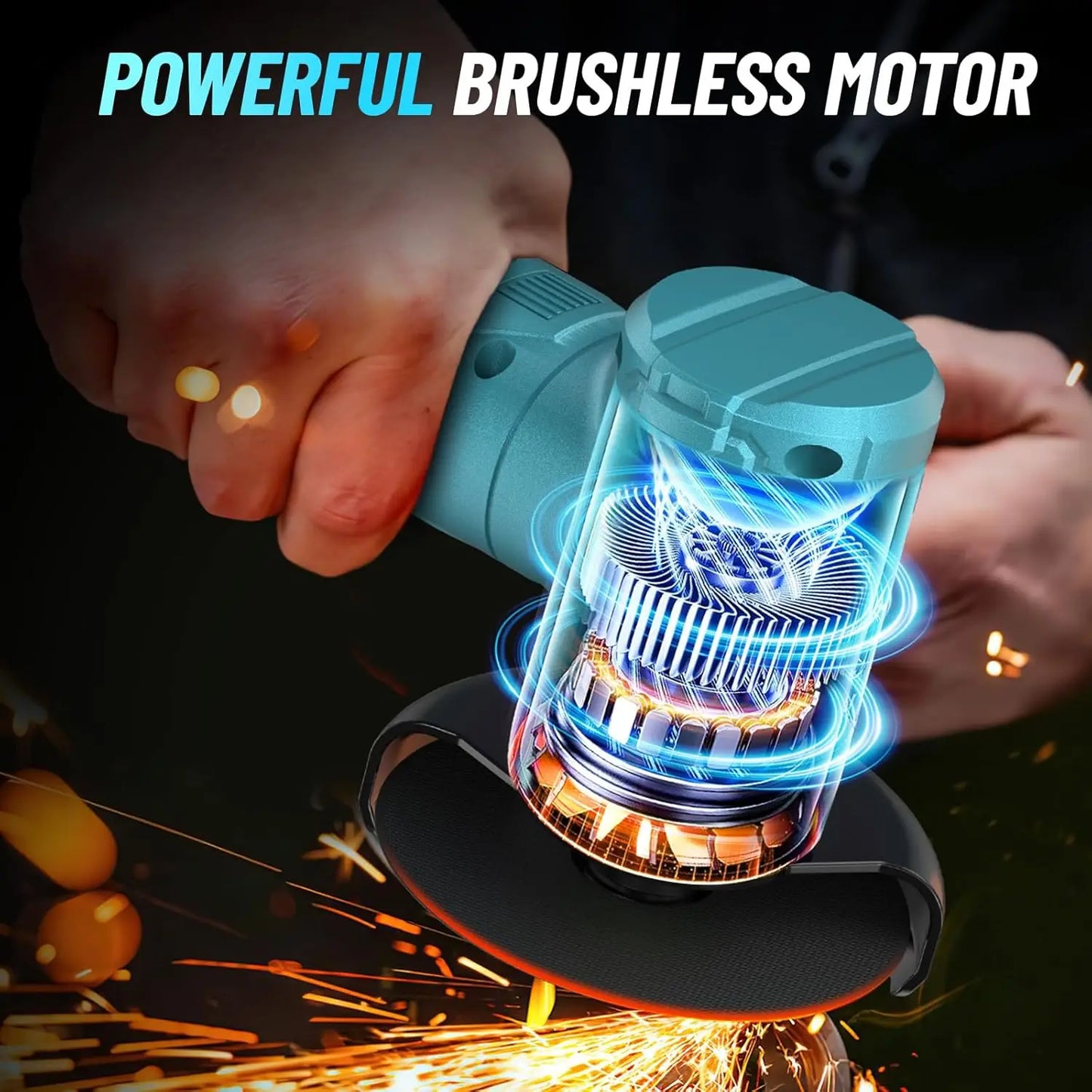 Seesii Cordless Mini Angle Grinder Kit 19000rpm Brushless Tool for Metal and Wood