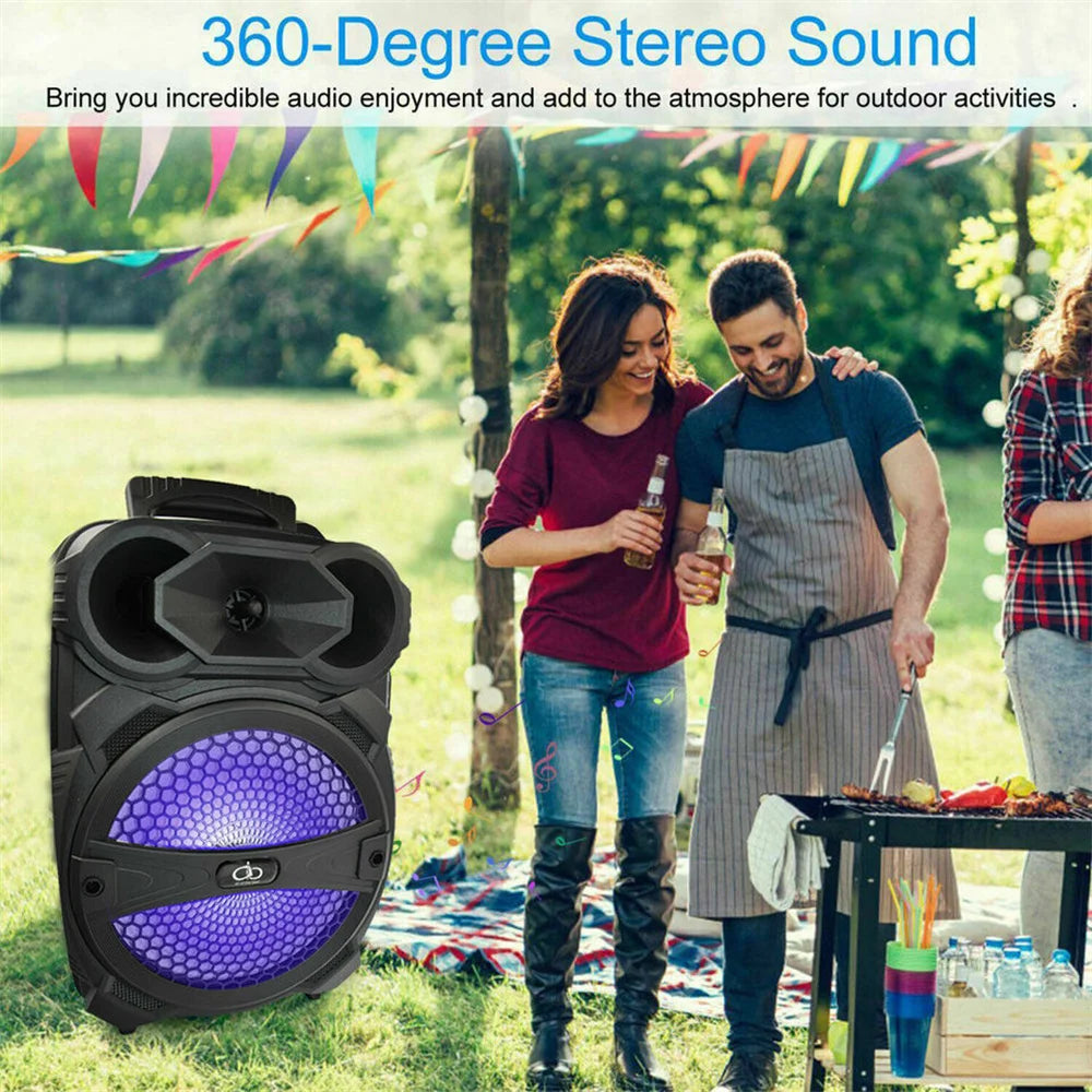 1000W Portable Wireless Bluetooth Speaker with LED Light and Karaoke Microphone
