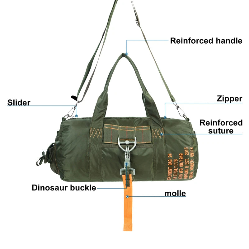 LQARMY Tactical Parachute Duffle Bag 1000D Nylon Outdoor Travel and Camping Crossbody Bag