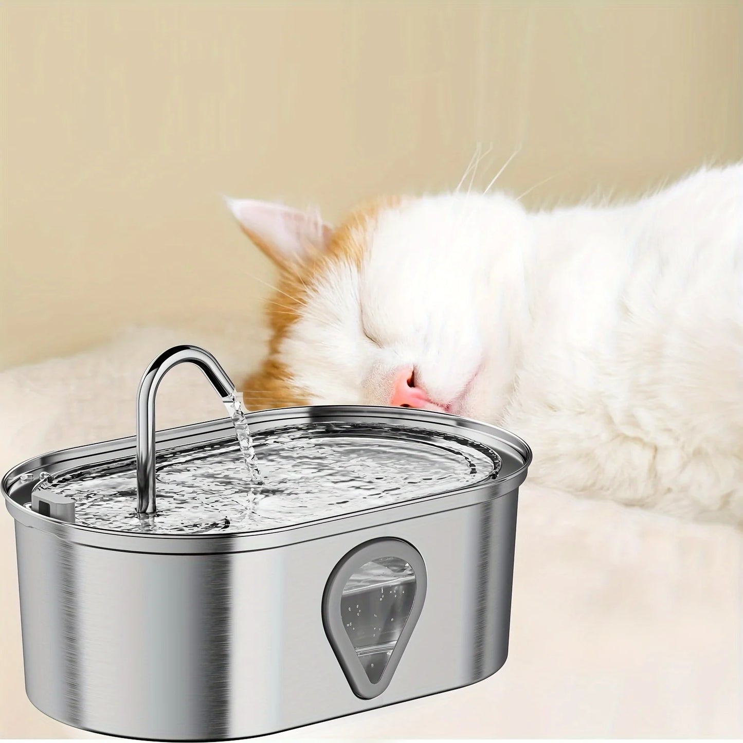 3.5L Automatic Stainless Steel Pet Water Dispenser with LED Lighting for Cats