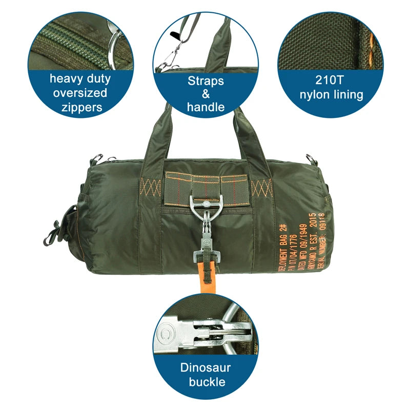 LQARMY Tactical Parachute Duffle Bag 1000D Nylon Outdoor Travel and Camping Crossbody Bag