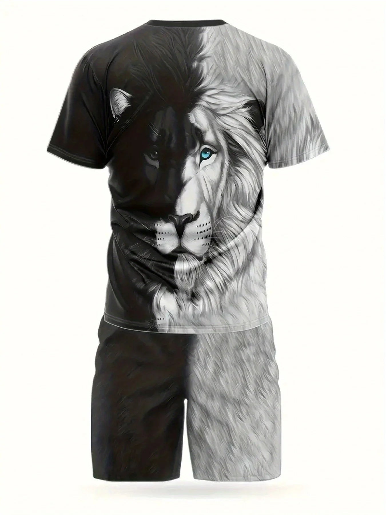 Men's Trendy 3D Printed Round Neck Short Sleeve Two-Piece Summer Casual Suit