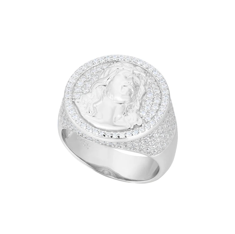 S925 Moissanite Jesus Head Ring for Men and Women Fashion Religious Amulet Jewelry